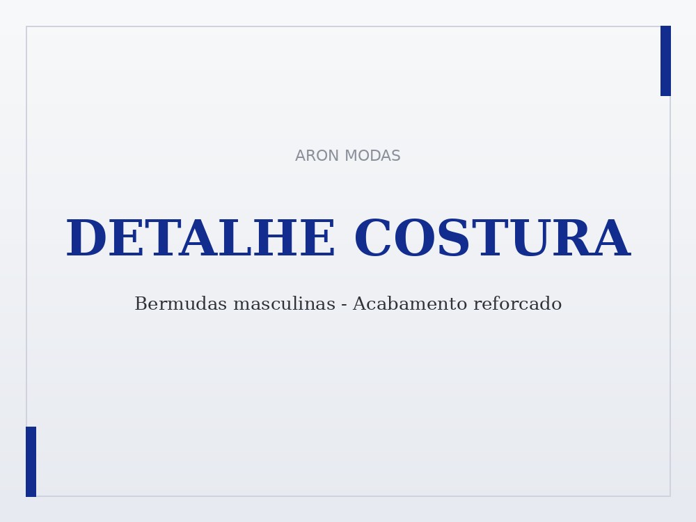 Detalhe de costura reforçada das bermudas Aron Modas