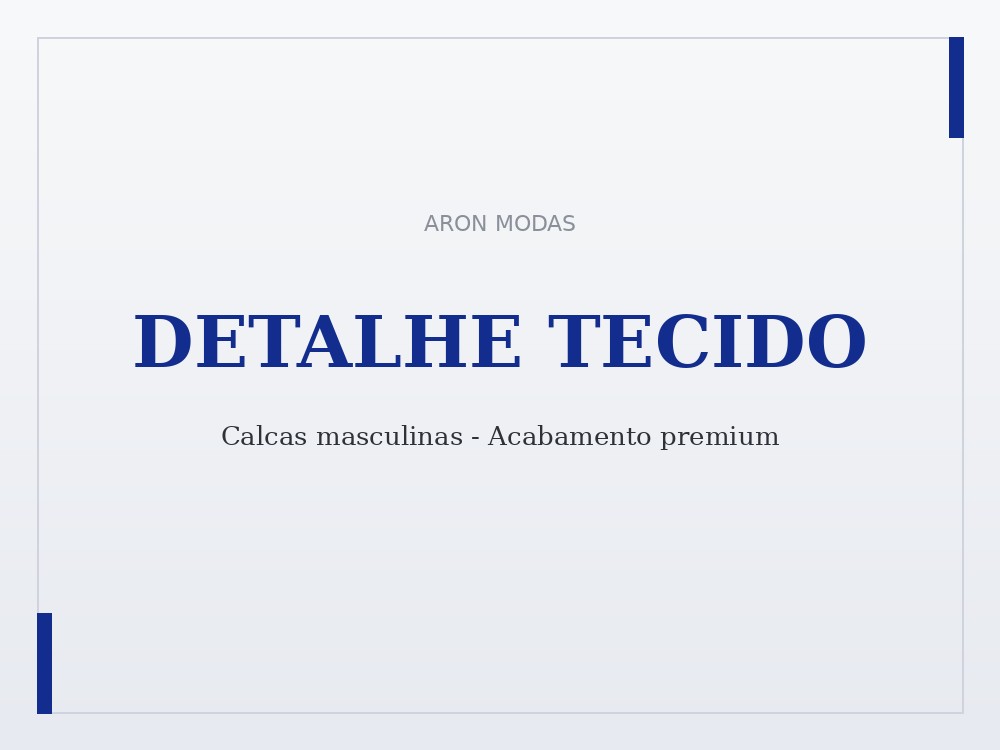 Detalhe do tecido das calças masculinas Aron Modas